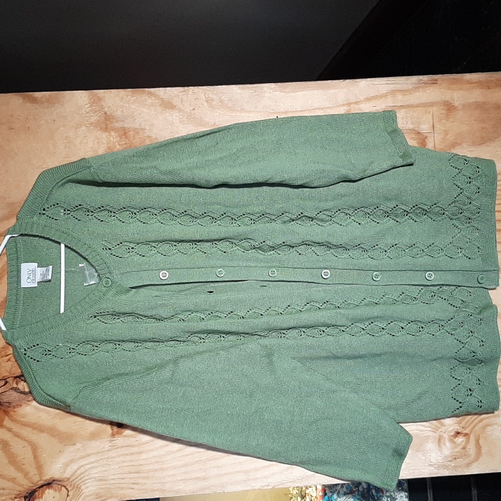 Only Necessities, 2X, Green, Cardigan sweater.